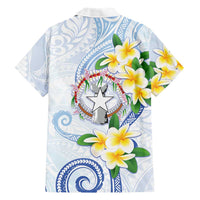 Northern Mariana Islands Chamorro Family Matching Puletasi and Hawaiian Shirt Plumeria Curves Style White Version LT05 - Polynesian Pride