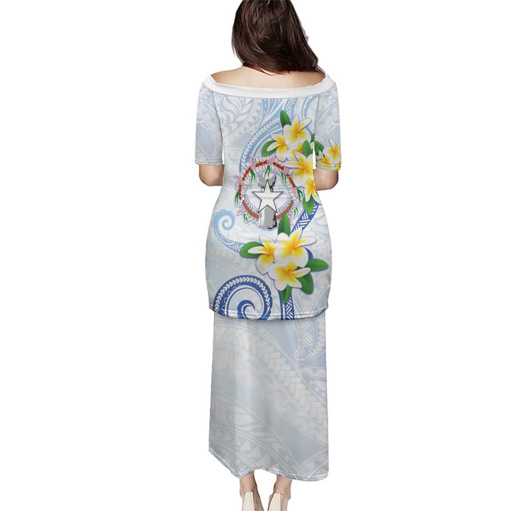 Northern Mariana Islands Chamorro Family Matching Puletasi and Hawaiian Shirt Plumeria Curves Style White Version LT05 - Polynesian Pride