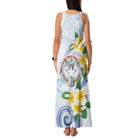 Northern Mariana Islands Chamorro Family Matching Tank Maxi Dress and Hawaiian Shirt Plumeria Curves Style White Version LT05 - Polynesian Pride
