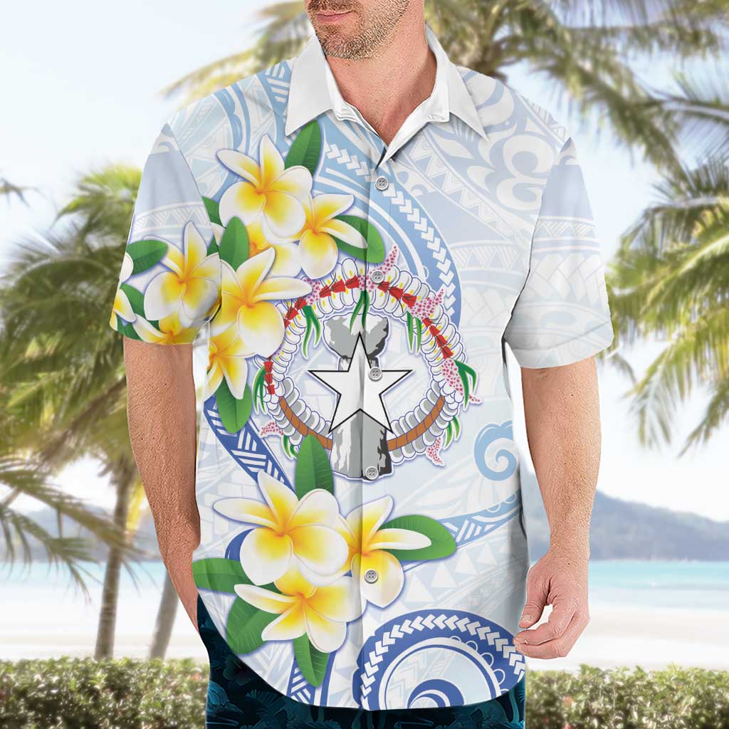 Northern Mariana Islands Chamorro Hawaiian Shirt Plumeria Curves Style White Version
