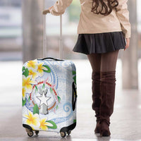 Northern Mariana Islands Chamorro Luggage Cover Plumeria Curves Style White Version