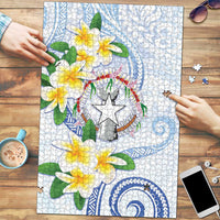 Northern Mariana Islands Chamorro Puzzle Plumeria Curves Style White Version