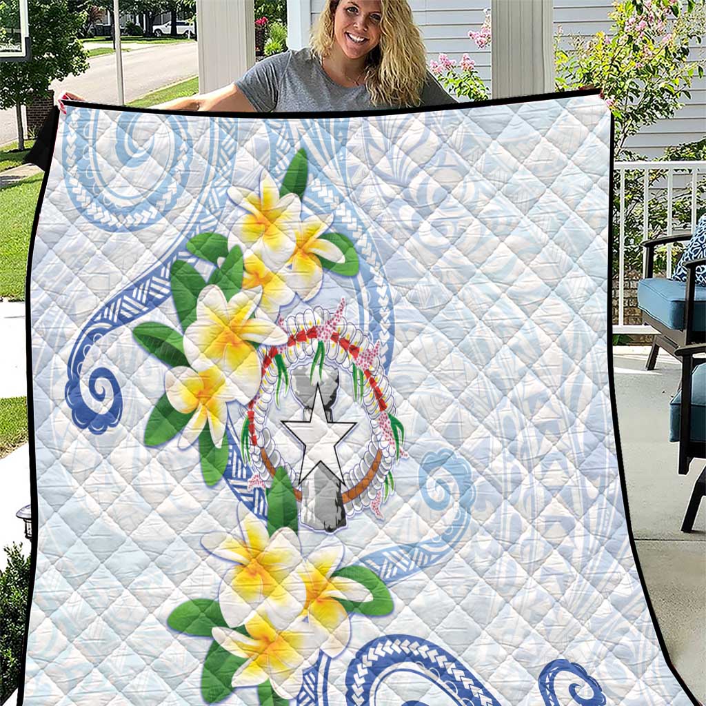 Northern Mariana Islands Chamorro Quilt Plumeria Curves Style White Version LT05 White - Polynesian Pride