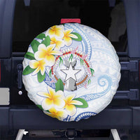 Northern Mariana Islands Chamorro Spare Tire Cover Plumeria Curves Style White Version