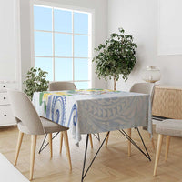 Northern Mariana Islands Chamorro Tablecloth Plumeria Curves Style White Version