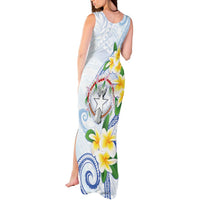 Northern Mariana Islands Chamorro Tank Maxi Dress Plumeria Curves Style White Version