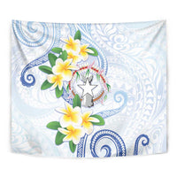 Northern Mariana Islands Chamorro Tapestry Plumeria Curves Style White Version