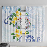 Northern Mariana Islands Chamorro Window Curtain Plumeria Curves Style White Version