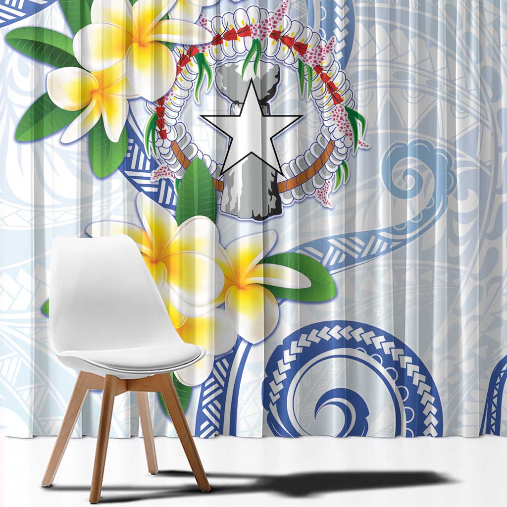 Northern Mariana Islands Chamorro Window Curtain Plumeria Curves Style White Version