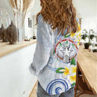 Northern Mariana Islands Chamorro Women Casual Shirt Plumeria Curves Style White Version