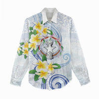 Northern Mariana Islands Chamorro Women Casual Shirt Plumeria Curves Style White Version