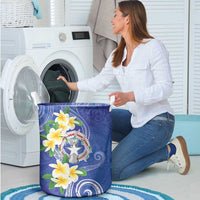 Northern Mariana Islands Chamorro Laundry Basket Plumeria Curves Style Navy Version