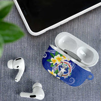 Northern Mariana Islands Chamorro AirPods Case Plumeria Curves Style Navy Version LT05 - Polynesian Pride