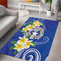 Northern Mariana Islands Chamorro Area Rug Plumeria Curves Style Navy Version