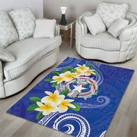 Northern Mariana Islands Chamorro Area Rug Plumeria Curves Style Navy Version