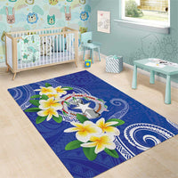 Northern Mariana Islands Chamorro Area Rug Plumeria Curves Style Navy Version