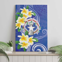 Northern Mariana Islands Chamorro Canvas Wall Art Plumeria Curves Style Navy Version