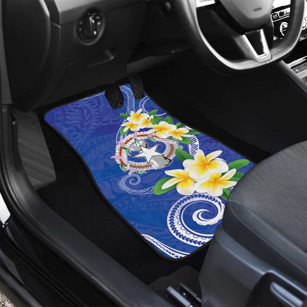 Northern Mariana Islands Chamorro Car Mats Plumeria Curves Style Navy Version