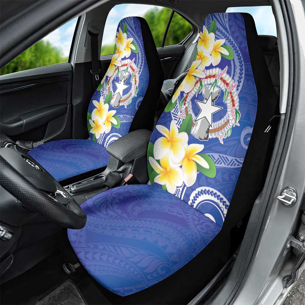 Northern Mariana Islands Chamorro Car Seat Cover Plumeria Curves Style Navy Version
