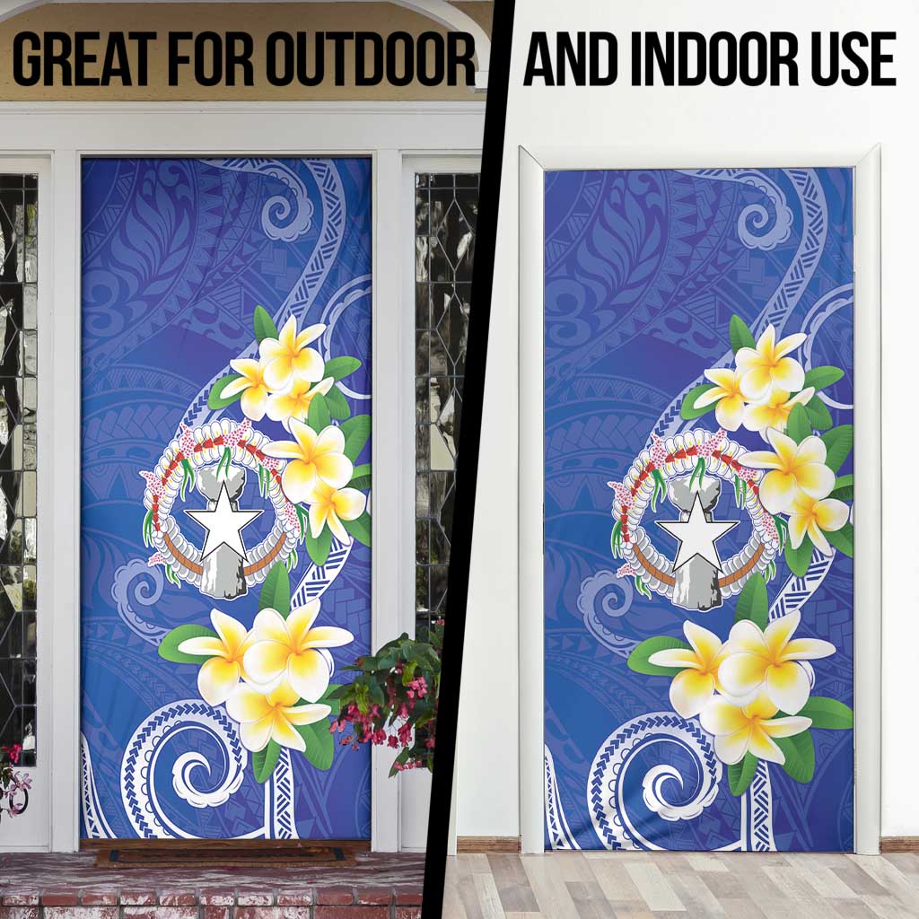 Northern Mariana Islands Chamorro Door Cover Plumeria Curves Style Navy Version LT05 - Polynesian Pride