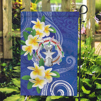 Northern Mariana Islands Chamorro Garden Flag Plumeria Curves Style Navy Version