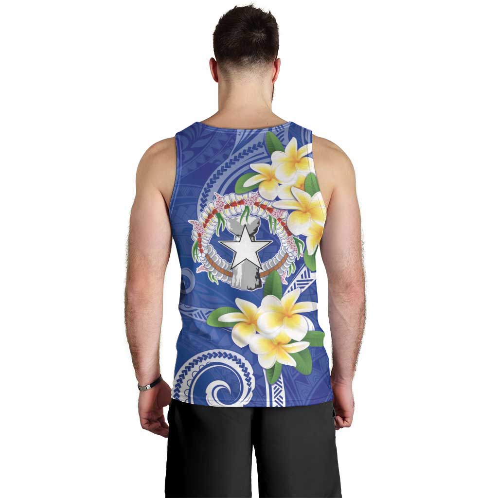 Northern Mariana Islands Chamorro Men Tank Top Plumeria Curves Style Navy Version