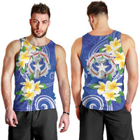 Northern Mariana Islands Chamorro Men Tank Top Plumeria Curves Style Navy Version