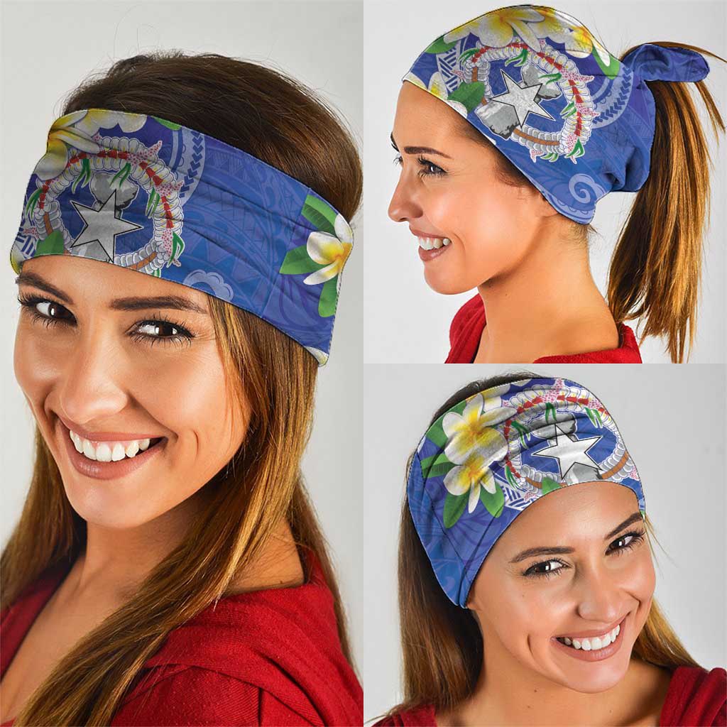 Northern Mariana Islands Chamorro Neck Gaiter Plumeria Curves Style Navy Version