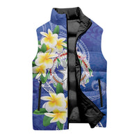 Northern Mariana Islands Chamorro Sleeveless Puffer Jacket Plumeria Curves Style Navy Version
