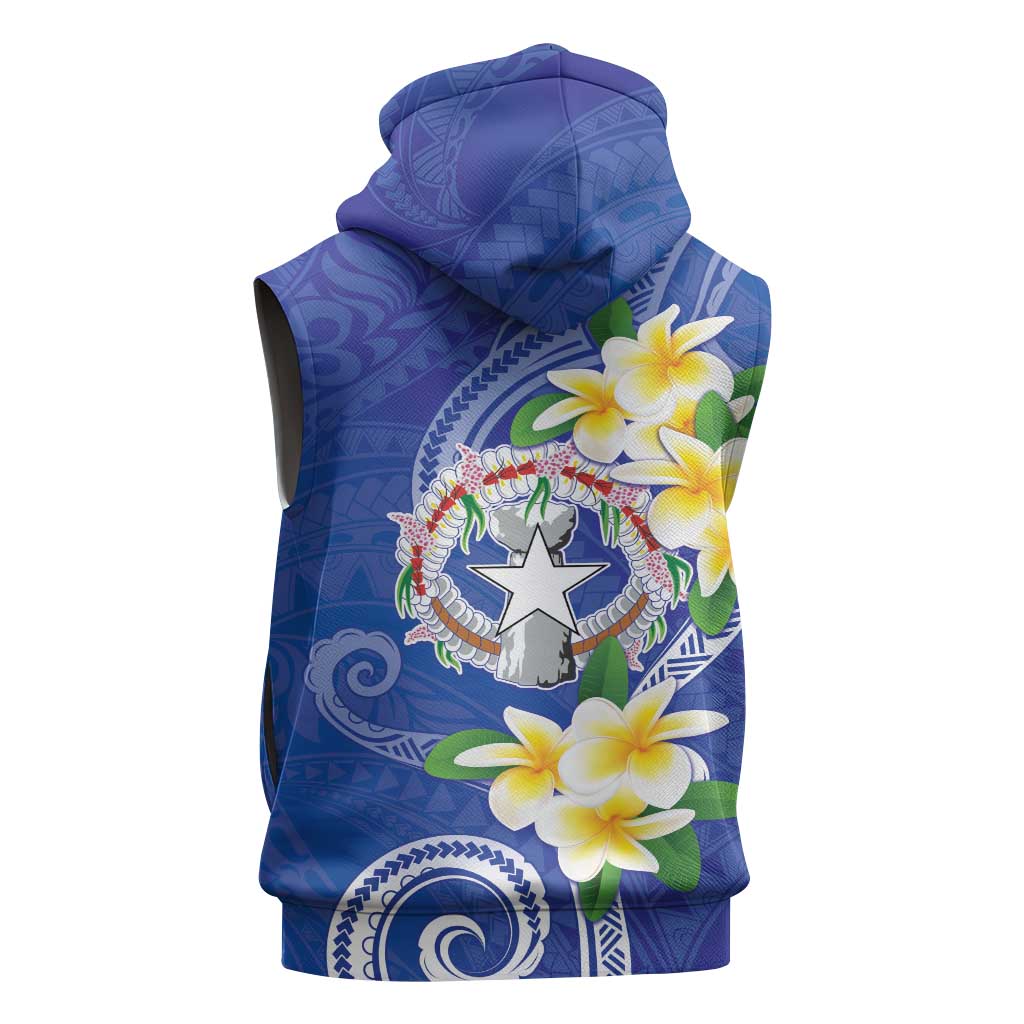 Northern Mariana Islands Chamorro Sleeveless Zip Hoodie Plumeria Curves Style Navy Version LT05 - Polynesian Pride