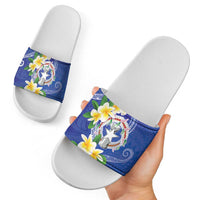 Northern Mariana Islands Chamorro Slide Sandals Plumeria Curves Style Navy Version