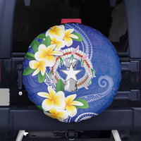 Northern Mariana Islands Chamorro Spare Tire Cover Plumeria Curves Style Navy Version