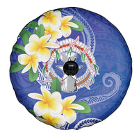 Northern Mariana Islands Chamorro Spare Tire Cover Plumeria Curves Style Navy Version