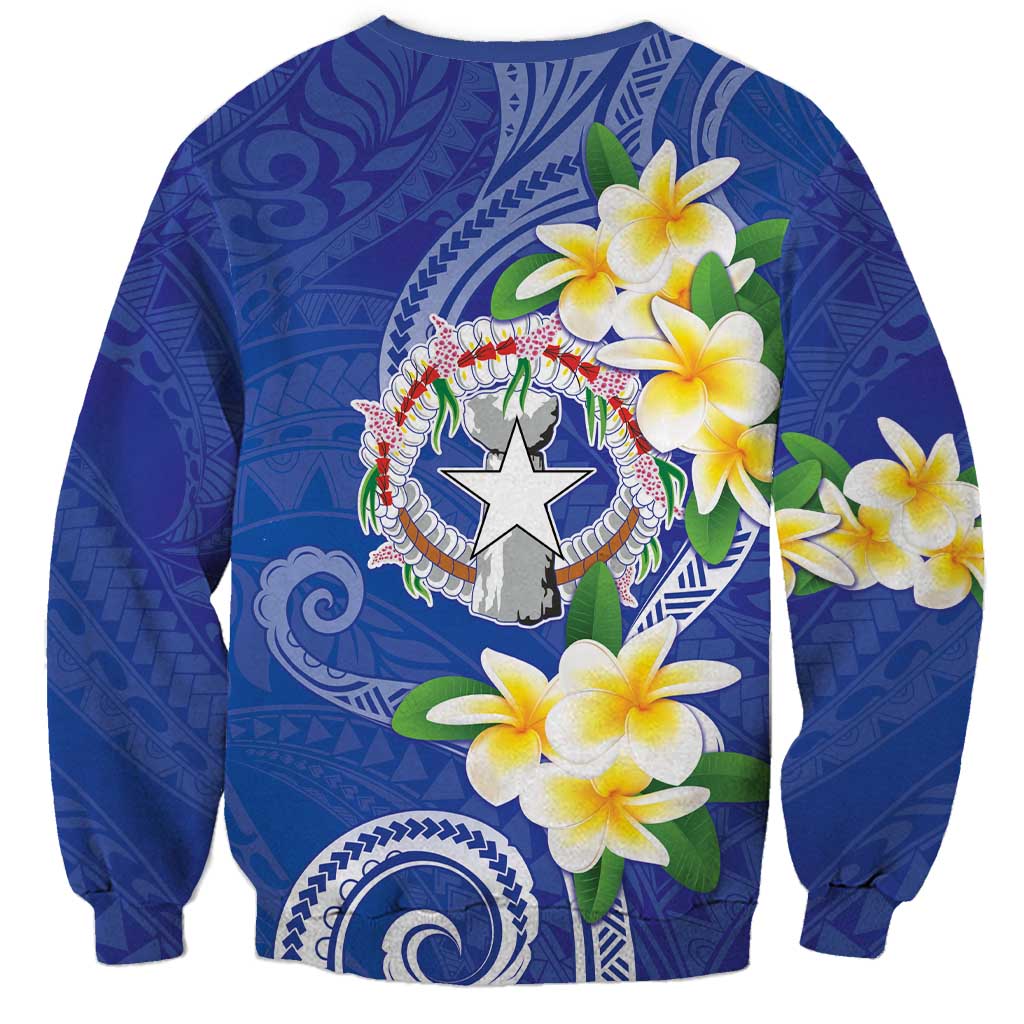 Northern Mariana Islands Chamorro Sweatshirt Plumeria Curves Style Navy Version
