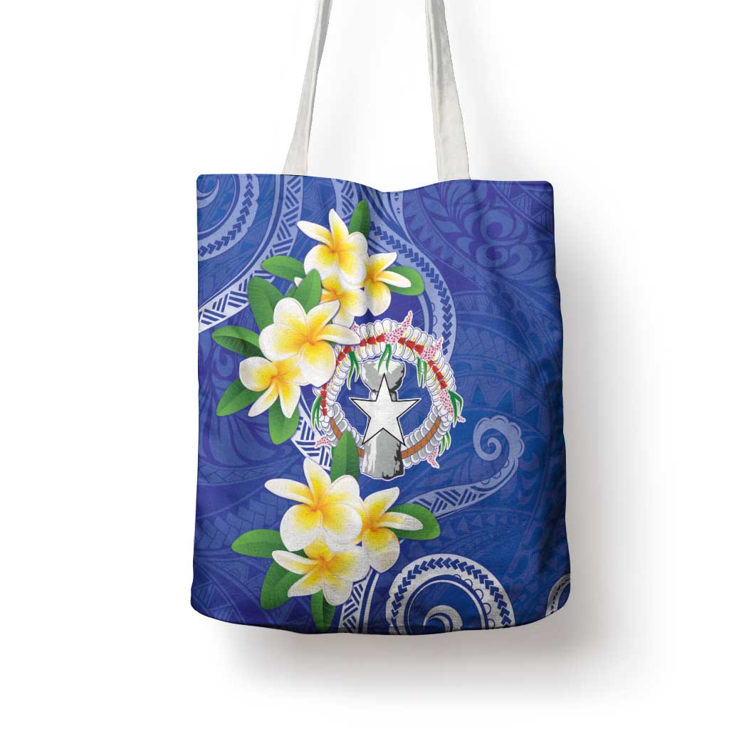 Northern Mariana Islands Chamorro Tote Bag Plumeria Curves Style Navy Version