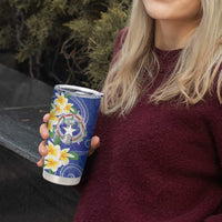 Northern Mariana Islands Chamorro Tumbler Cup Plumeria Curves Style Navy Version