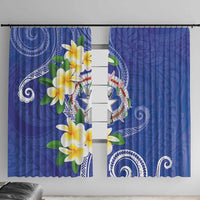 Northern Mariana Islands Chamorro Window Curtain Plumeria Curves Style Navy Version