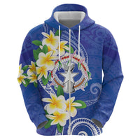 Northern Mariana Islands Chamorro Zip Hoodie Plumeria Curves Style Navy Version