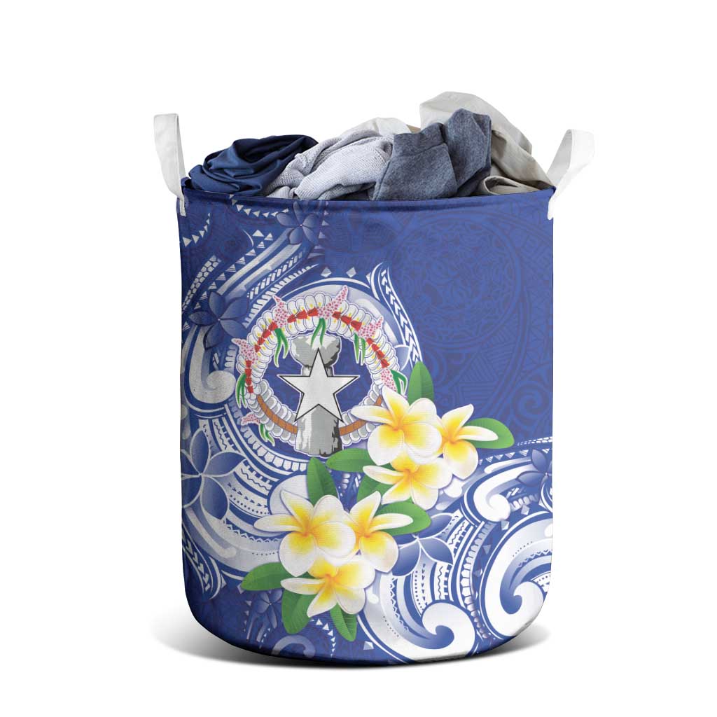 Northern Mariana Islands Laundry Basket Polynesian Pattern With Frangipani