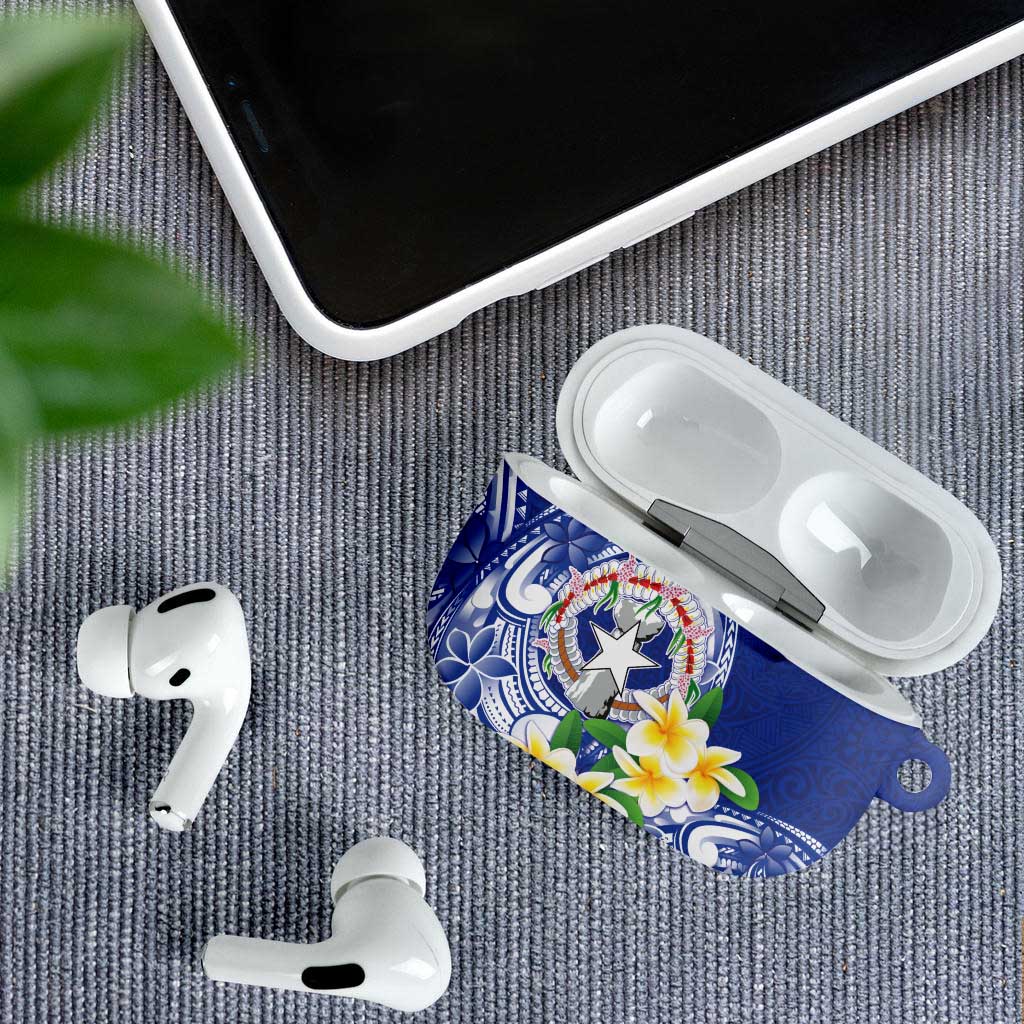 Northern Mariana Islands AirPods Case Polynesian Pattern With Frangipani