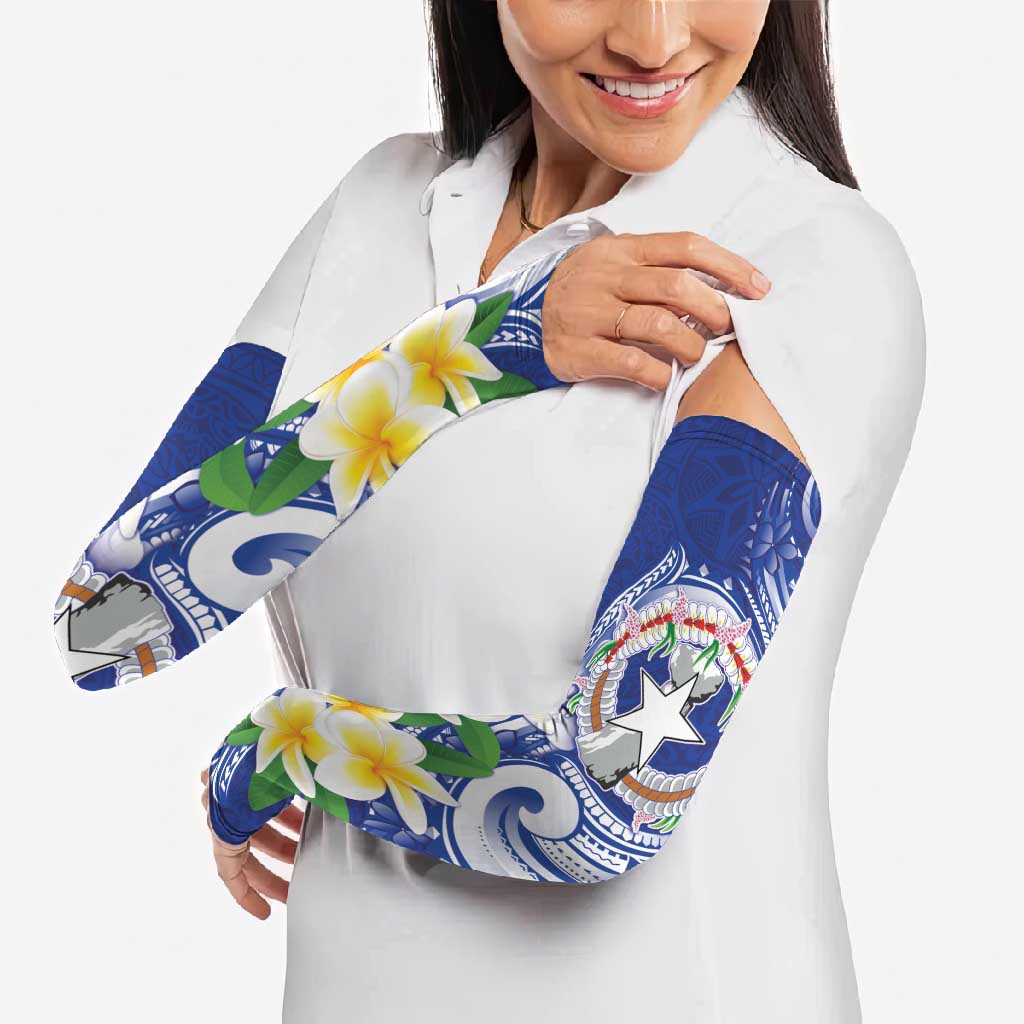 Northern Mariana Islands Arm Sleeves Polynesian Pattern With Frangipani