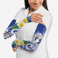 Northern Mariana Islands Arm Sleeves Polynesian Pattern With Frangipani