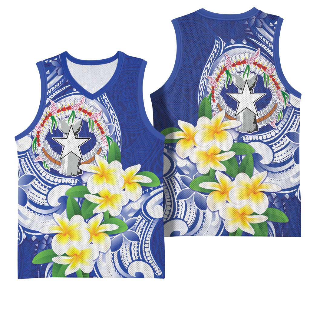 Northern Mariana Islands Basketball Jersey Polynesian Pattern With Frangipani