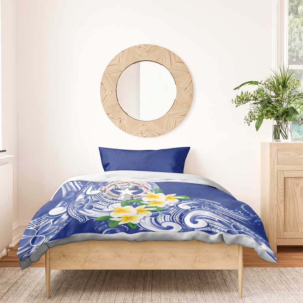 Northern Mariana Islands Bedding Set Polynesian Pattern With Frangipani