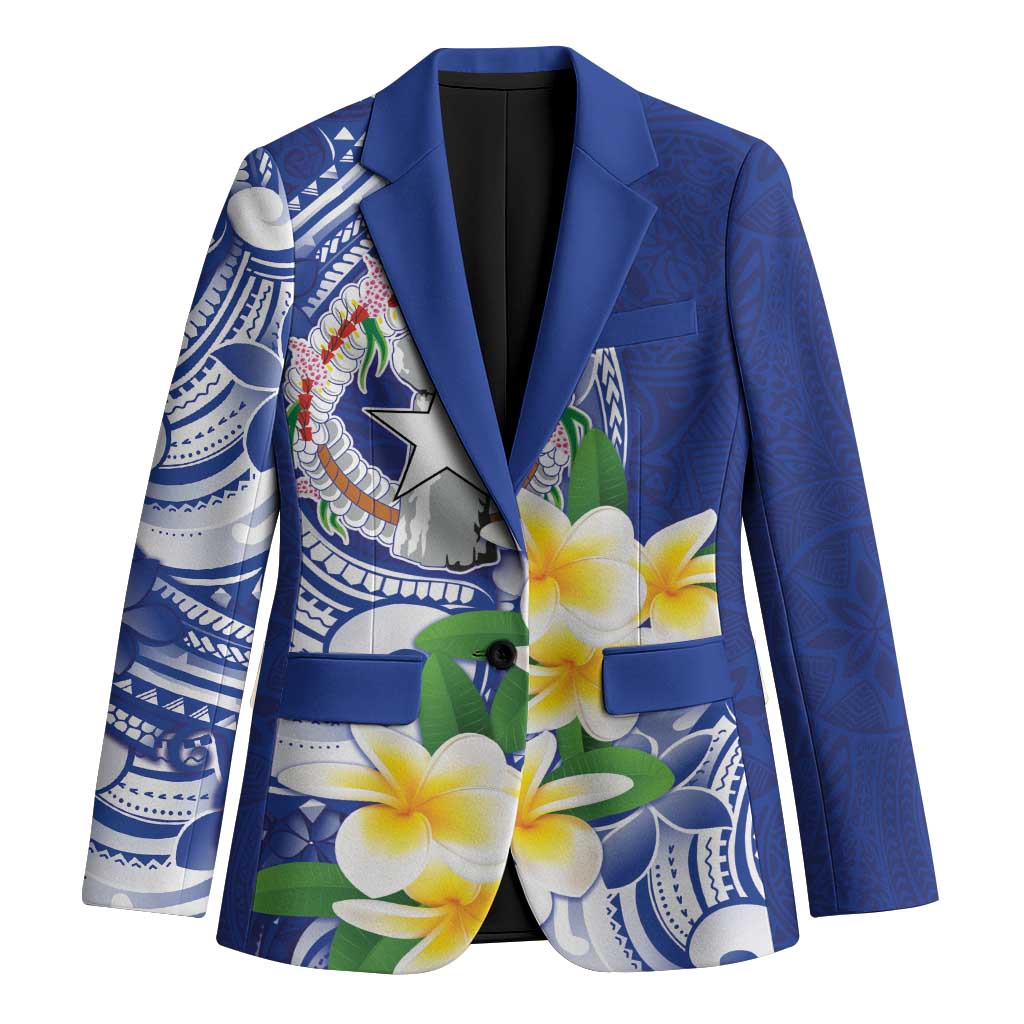 Northern Mariana Islands Blazer Polynesian Pattern With Frangipani