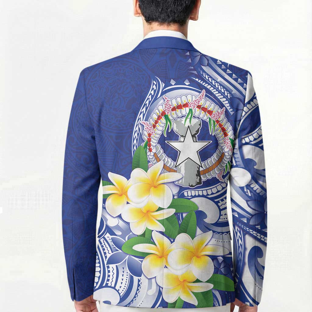 Northern Mariana Islands Blazer Polynesian Pattern With Frangipani