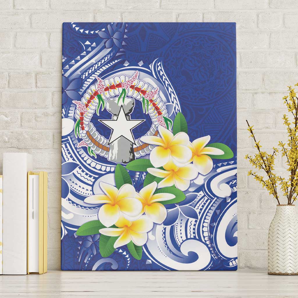 Northern Mariana Islands Canvas Wall Art Polynesian Pattern With Frangipani