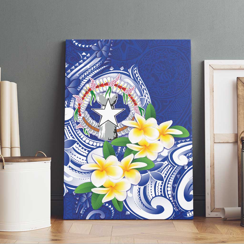 Northern Mariana Islands Canvas Wall Art Polynesian Pattern With Frangipani
