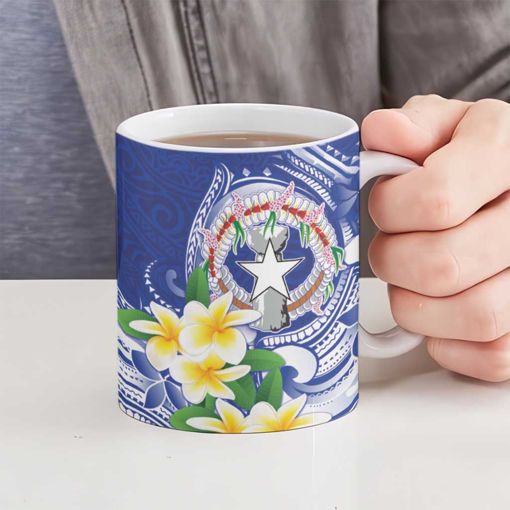 Northern Mariana Islands Ceramic Mug Polynesian Pattern With Frangipani