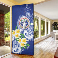 Northern Mariana Islands Door Cover Polynesian Pattern With Frangipani